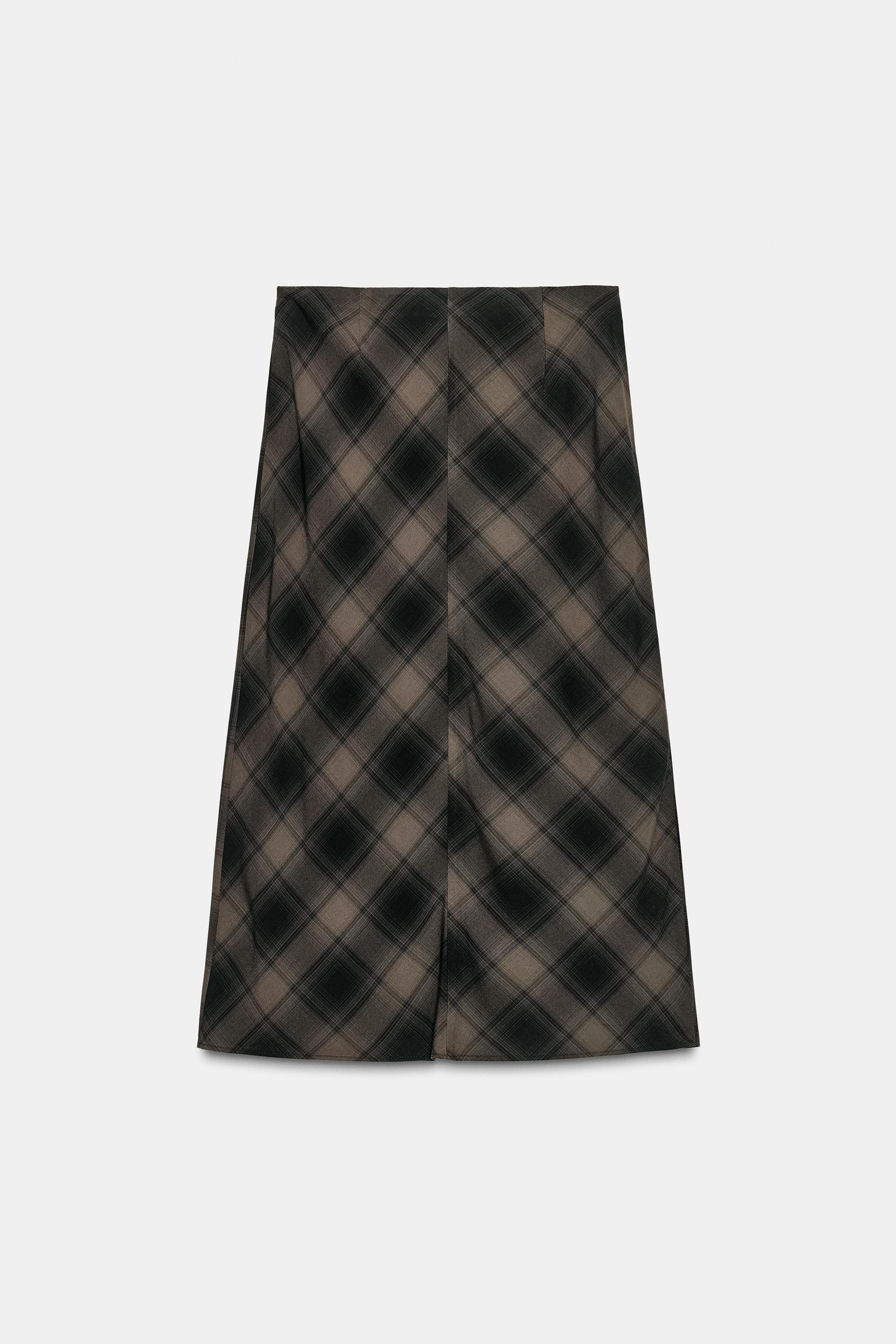 PLAID MIDI SKIRT