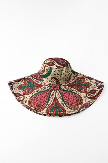 PAISLEY PRINT MAXI BRIM HAT - Ecru by Zara