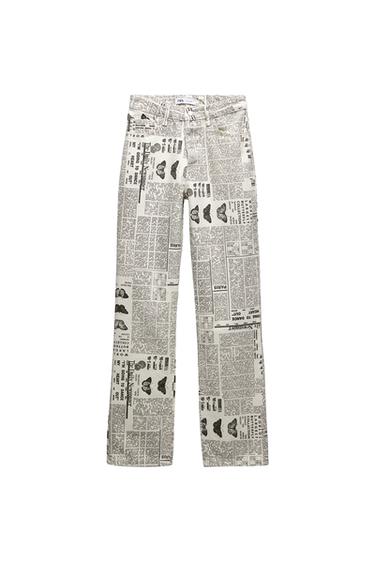 PRINTED STRAIGHT LEG JEANS
