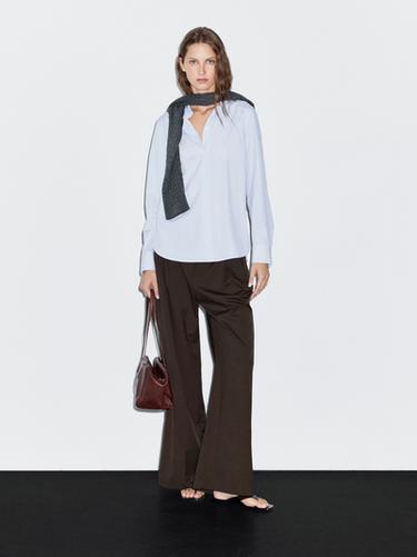 Zara Striped stretch shirt - Sky blue - Image 0