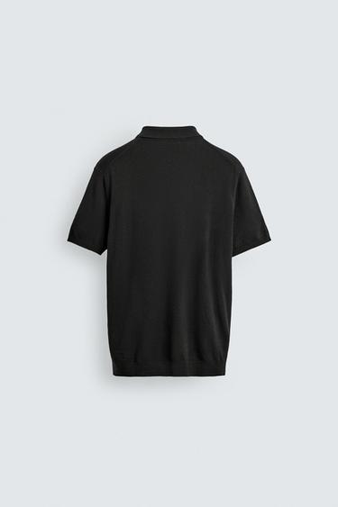 Zara REGULAR FIT KNIT POLO SHIRT - Black