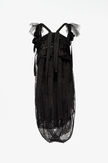 LIMITED EDITION TULLE LACE RUFFLE DRESS — Black 1
