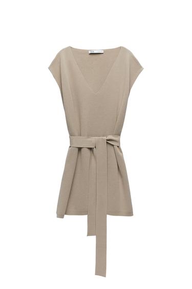 KNITTED WAISTCOAT WITH BELT