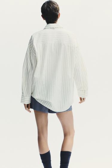 OVERSIZE SHIRT WITH TIE - White / Grey by Zara - Image 4