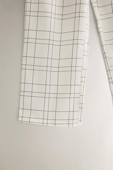 CHECK FLANNEL TROUSERS - Ecru by Zara - Image 2