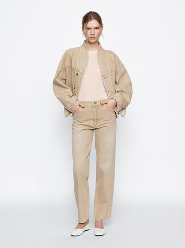 Zara 100% cotton denim jacket - Tan marl - Image 0