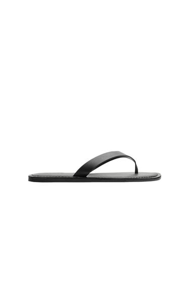 LEATHER STRAPPY SANDALS - Black by Zara