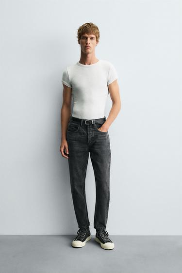 JEANS SLIM CROPPED FIT - فحمي الخاص بـ Zara