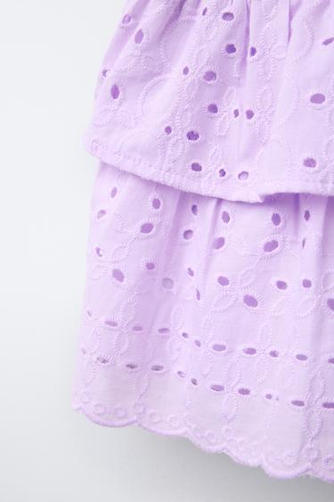 JUPE SCHIFFLY TAILLE REVERS - Lilas de Zara - Image 3