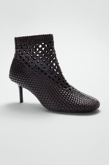 ПЛЕТЕНЫЕ БОТИЛЬОНЫ НА КАБЛУКЕ — КОРИЧНЕВЫЙ от Zara