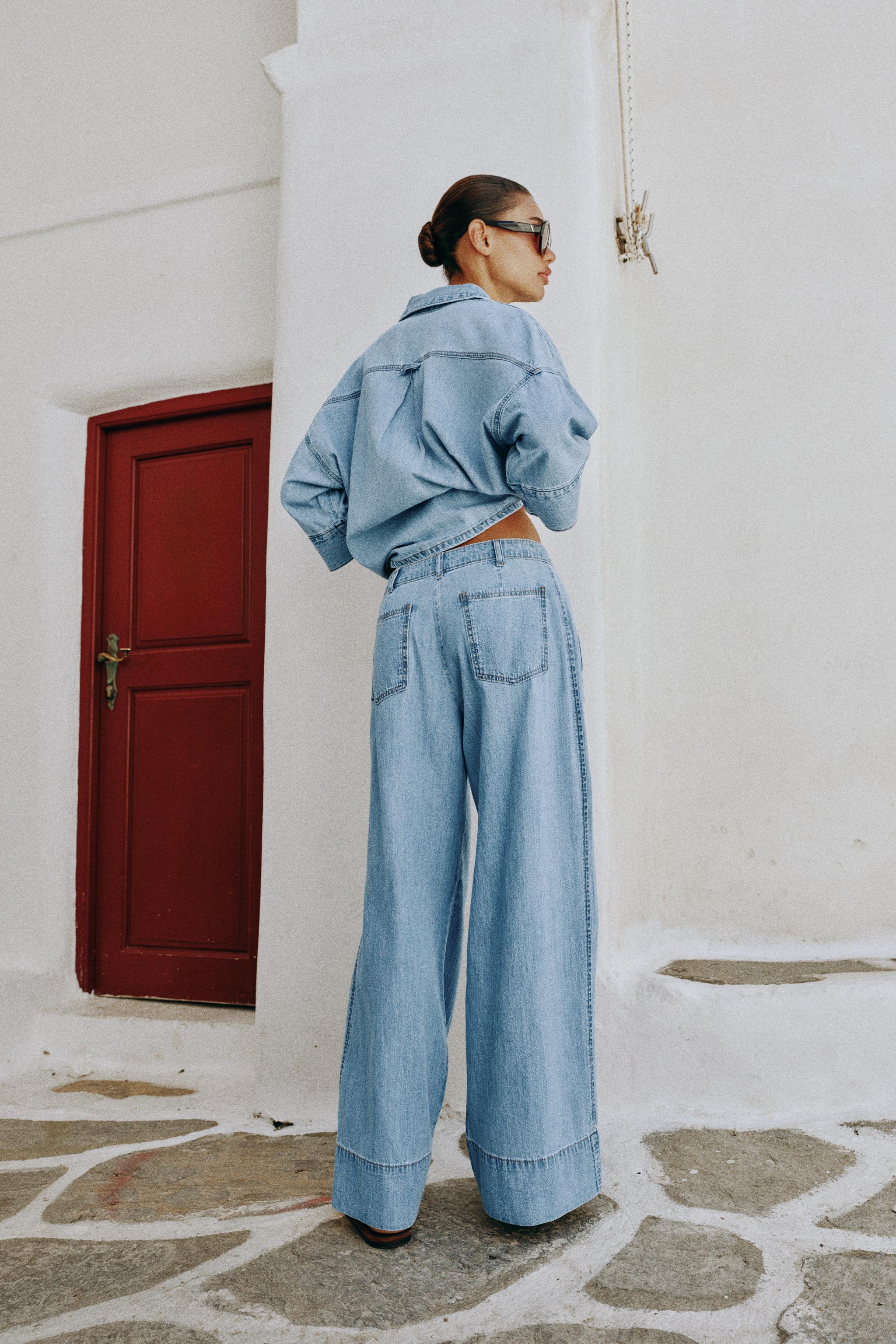 Zara Z1975 Geniş Paça Yüksek Bel Pensli Jean görsel 5