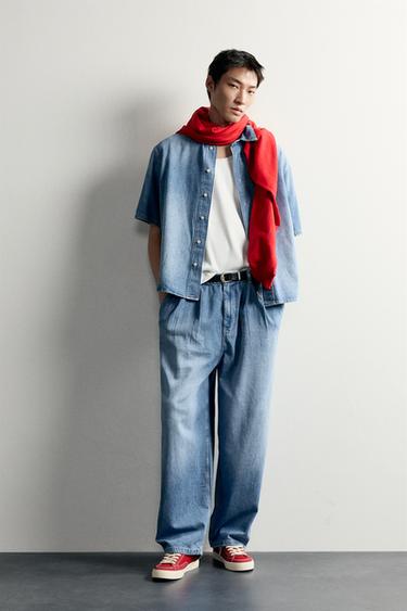 WASHED EFFECT DENIM SHIRT - Mid-blue by Zara