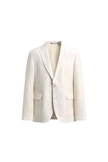 BLAZER TRAJE 100% LINO - Blanco roto de Zara