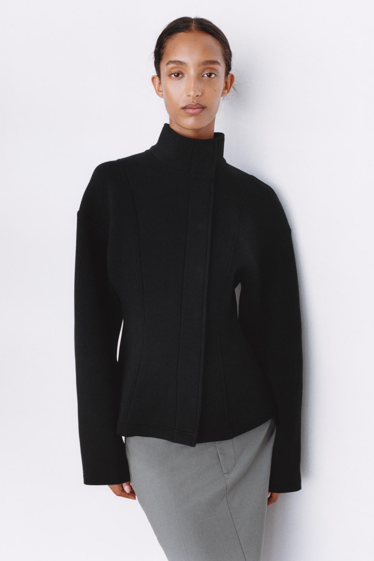 STAND-UP COLLAR JACKET — Black