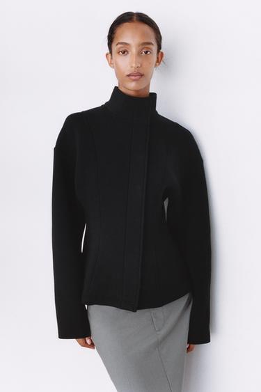 RAISED COLLAR JACKET - Black by Zara