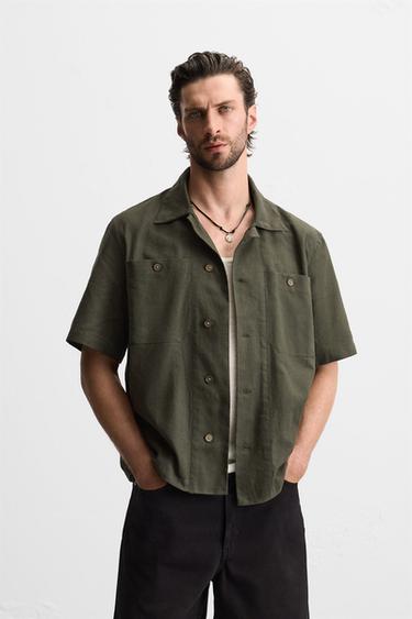 COTTON - LINEN SHIRT - Khaki by Zara