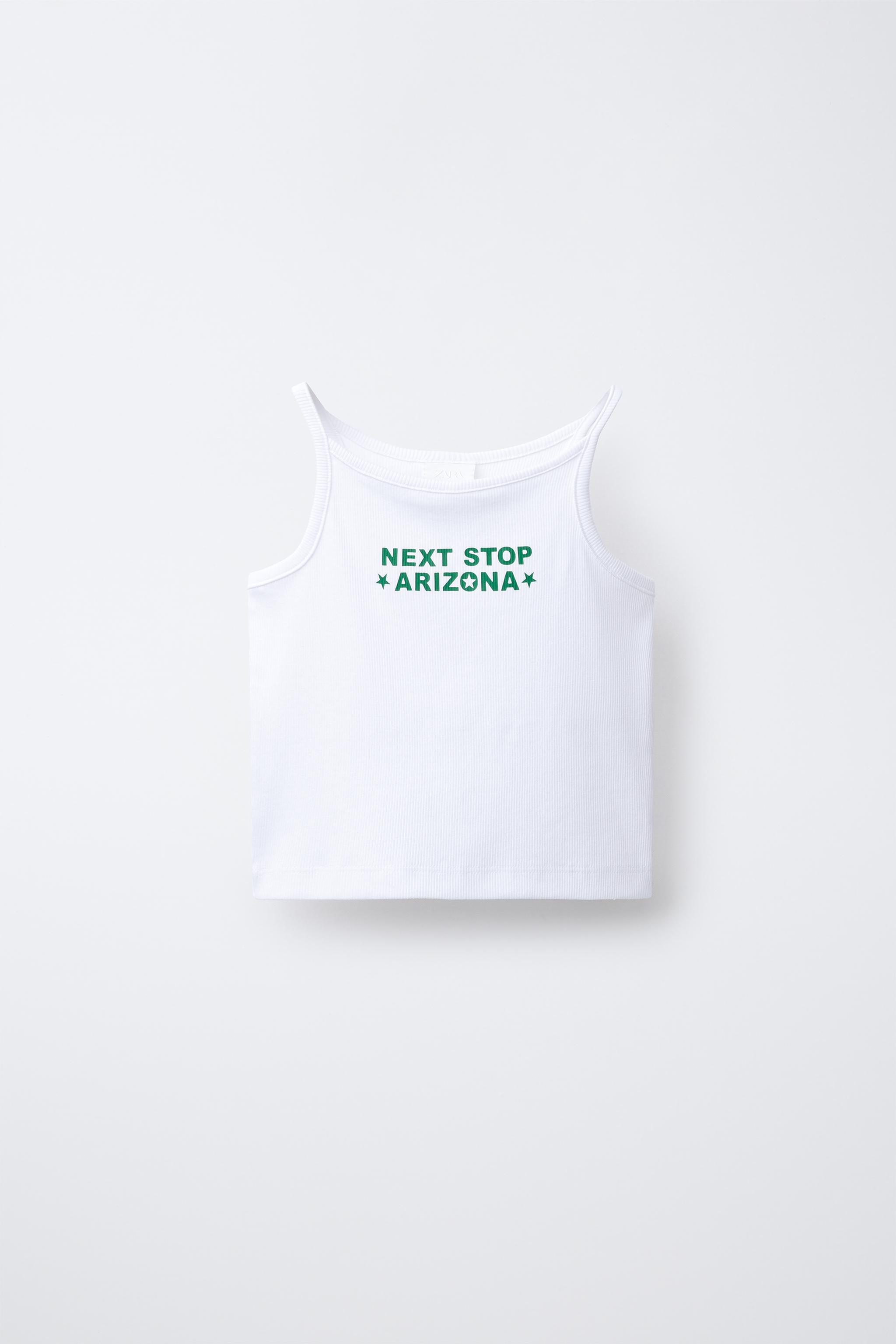 RIBBED TEXT TOP - White | ZARA Canada