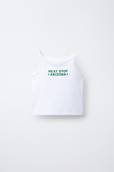 TOP CÔTELÉ INSCRIPTIONS - Blanc de Zara