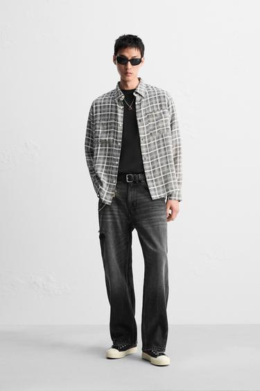 FLOWING CHECK SHIRT - Grey by Zara
