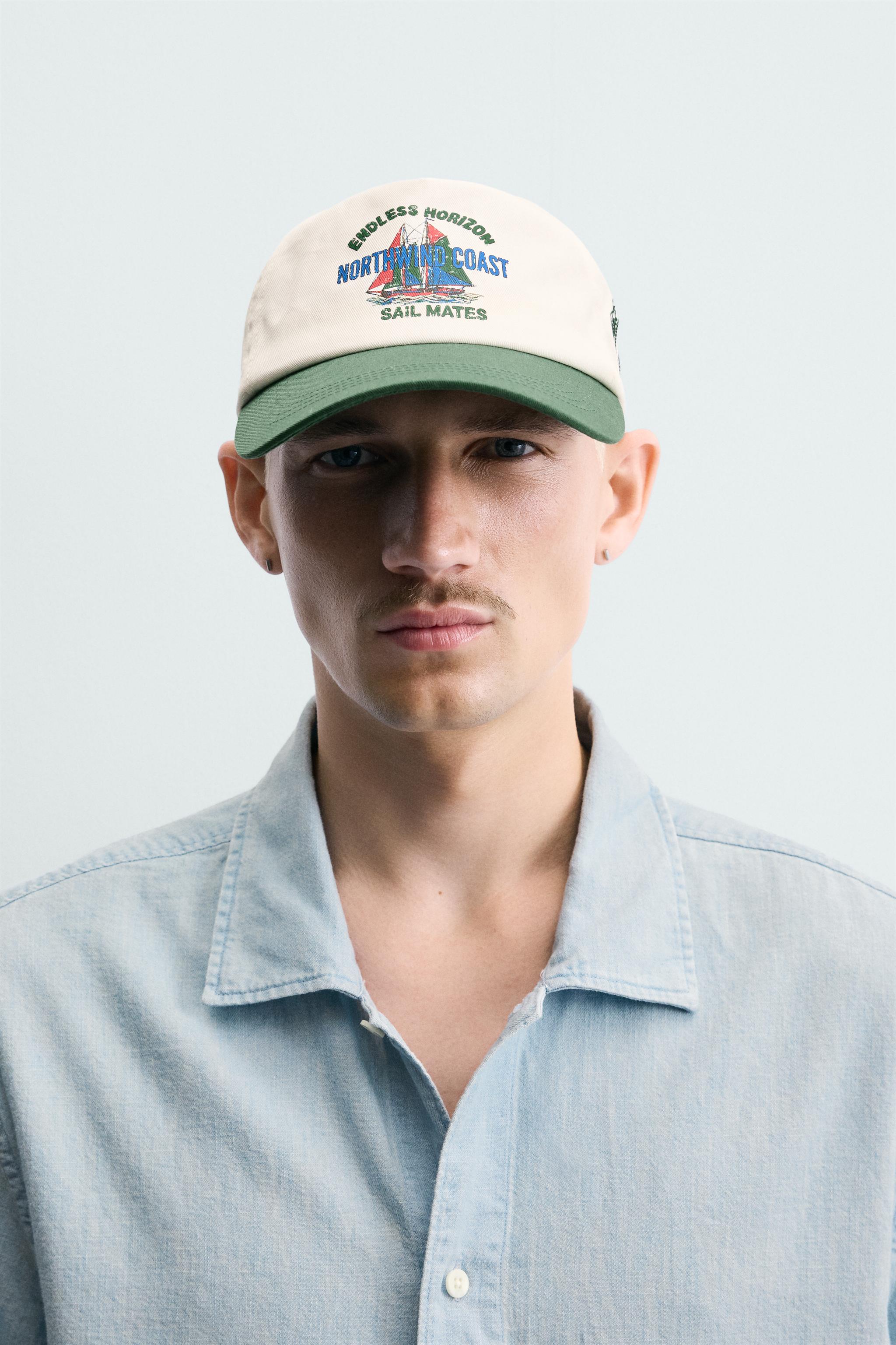 Мужские кепки Zara CONTRASTING FLAT VISOR
