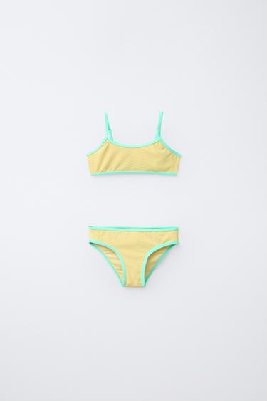 6-14 AÑOS/ BIKINI ESTRUCTURA VIVOS CONTRASTE - Amarillo de Zara