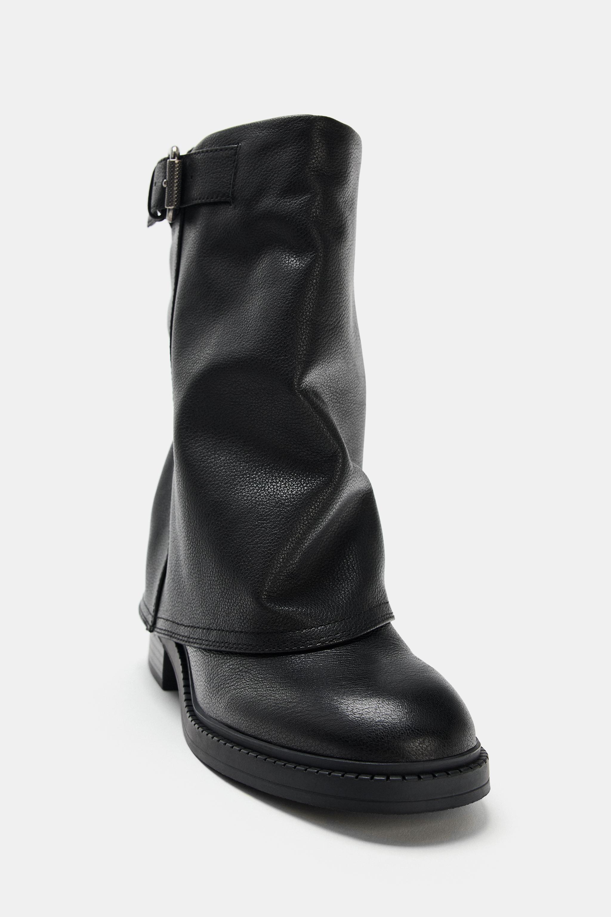 BUCKLED LEATHER ANKLE BOOTS