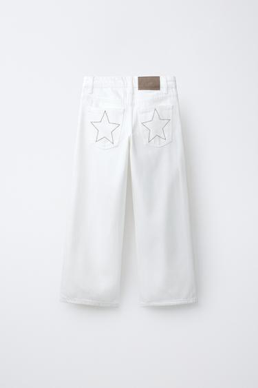 JEAN LARGE STRASS ET ÉTOILES - Blanc de Zara - Image 1