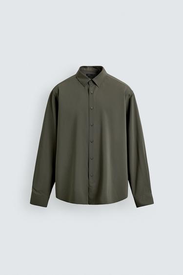CAMISA SLIM FIT - kaki-med de Zara