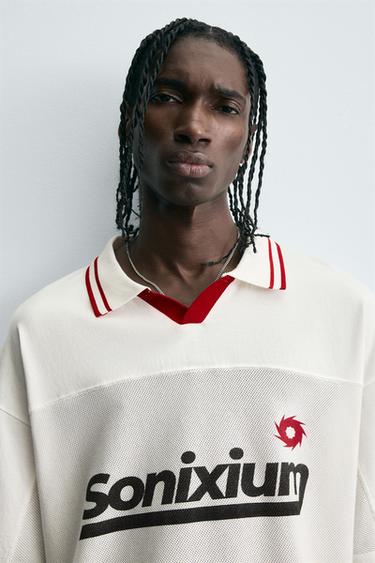 RETRO FOOTBALL PRINT POLO SHIRT - Ecru by Zara - Image 4