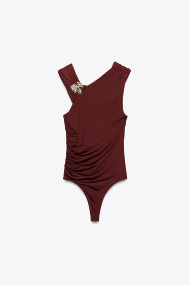 POLYAMIDE HARDWARE BODYSUIT - Burgundy by Zara - Image 0