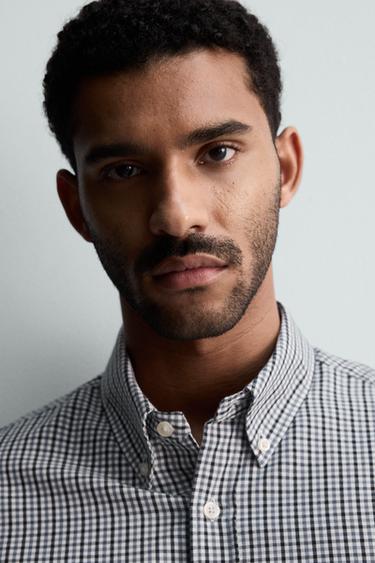 WASHED TEXTURED OXFORD SHIRT - Navy / White by Zara - Image 4