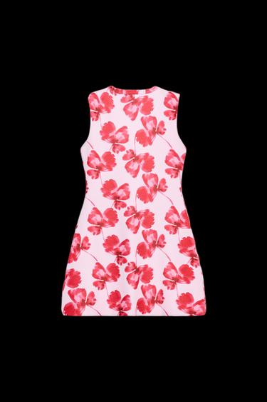 JACQUARD FLORAL KNIT MINI DRESS - Pink by Zara - Image 1