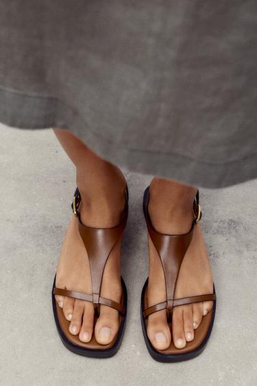 STRAPPY PLATFORM SANDALS - Brown by Zara