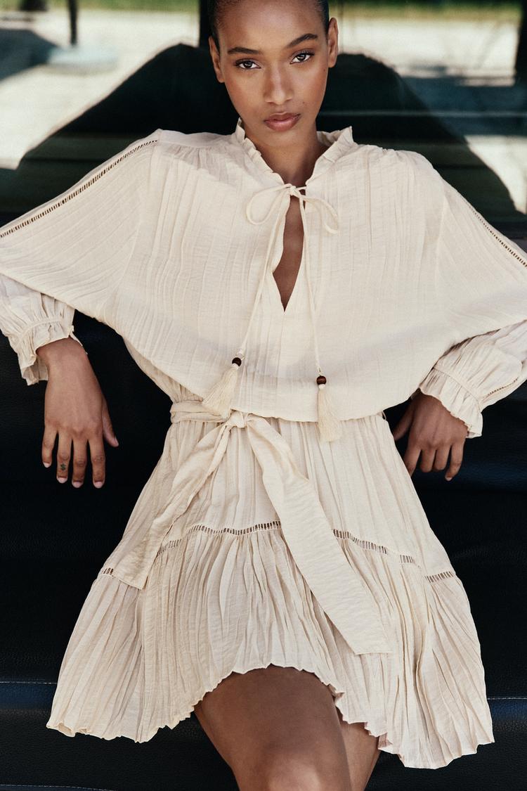 WRINKLED EFFECT MINI DRESS