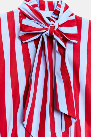 CHEMISE RAYÉE À NŒUD - Rayure rouge de Zara - Image 6
