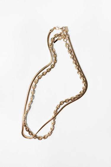 Zara 2-PACK MESH CHAIN NECKLACES - Golden