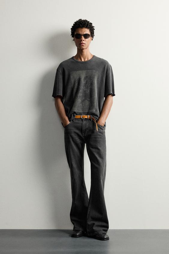 CAMISETA PUNTO ESTAMPADO LAVADO - Negro de Zara - Imagen 0