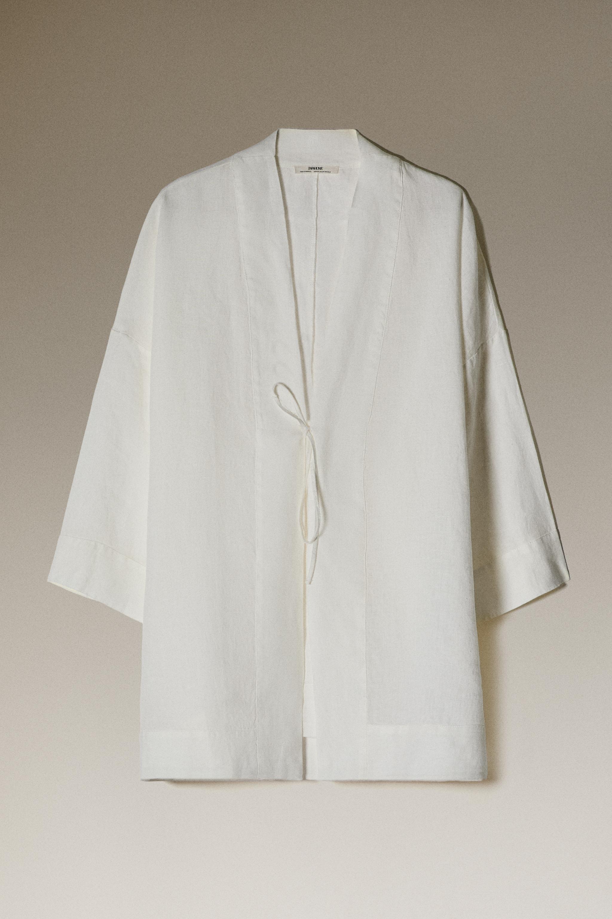 LINEN KIMONO - Dark gray | ZARA United States