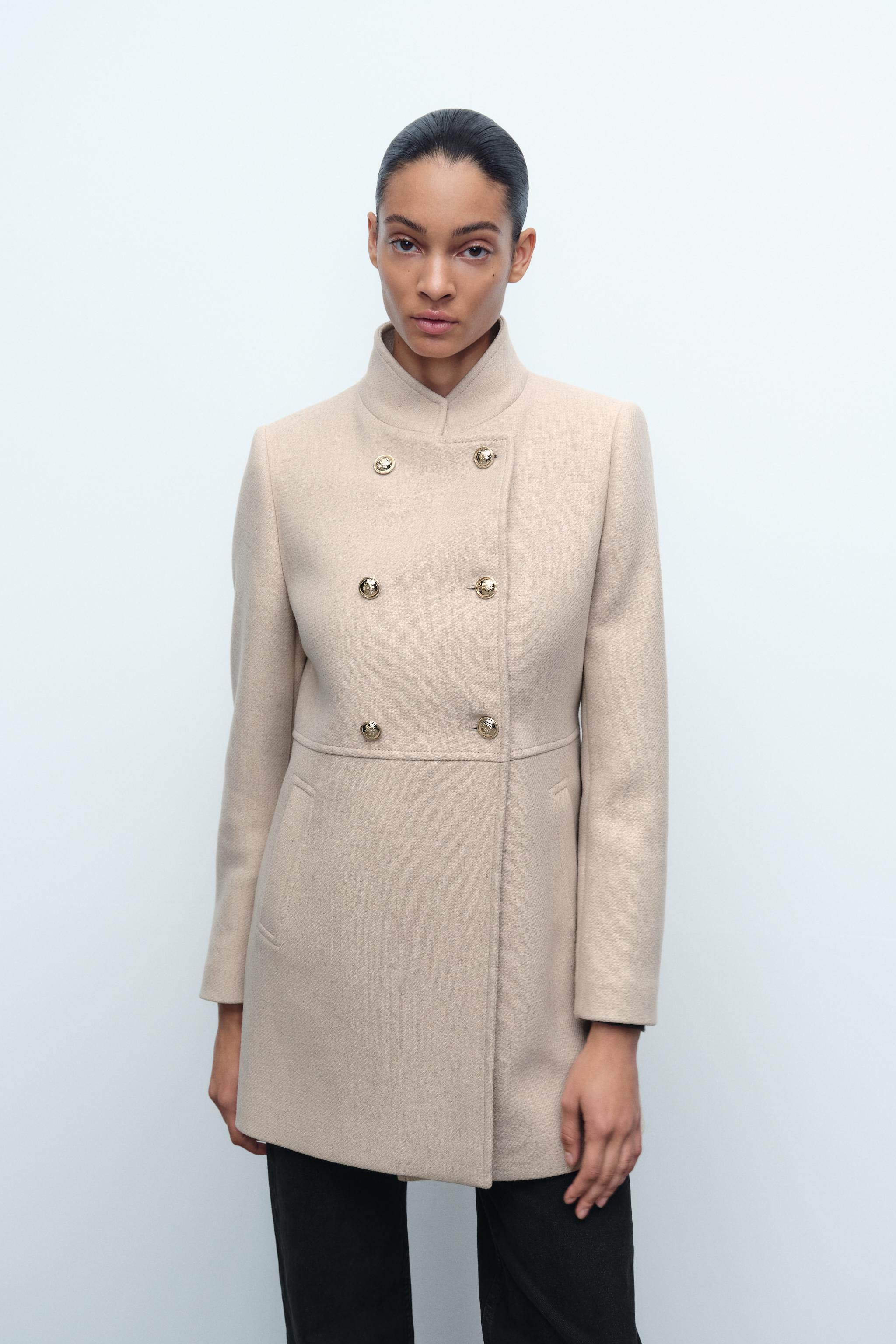 ウールブレンド ダブルブレスト コート - ネイビーブルー | ZARA Japan 