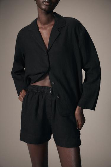 SHORTS LINO 100% ZW COLLECTION - Negro de Zara