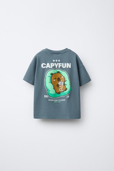 CAMISETA GARMENT DYE CAPIBARA CAPYFUN © - Azul de Zara