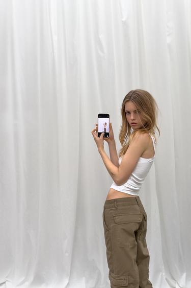 PANTALON CARGO MULTIPOCHES - Vert de Zara - Image 2