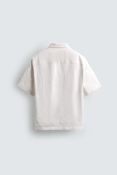 CHEMISE RELAXED FIT JACQUARD RAYURES - écru-blanc de Zara - Image 7