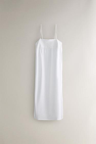 CHEMISE DE NUIT COTON DENTELLE - Blanc de Zara