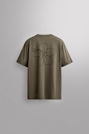 Zara LILLIMUSTRILINE TEHNILINE T-SÄRK - Roheline