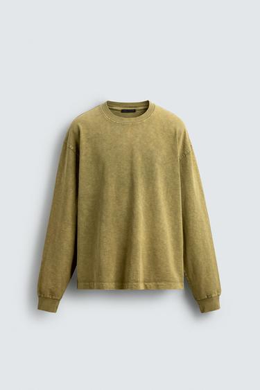 ダメージ加工入りテクスチャー T シャツマスタードZaraのダメージ加工入りテクスチャー T シャツ - マスタード 
