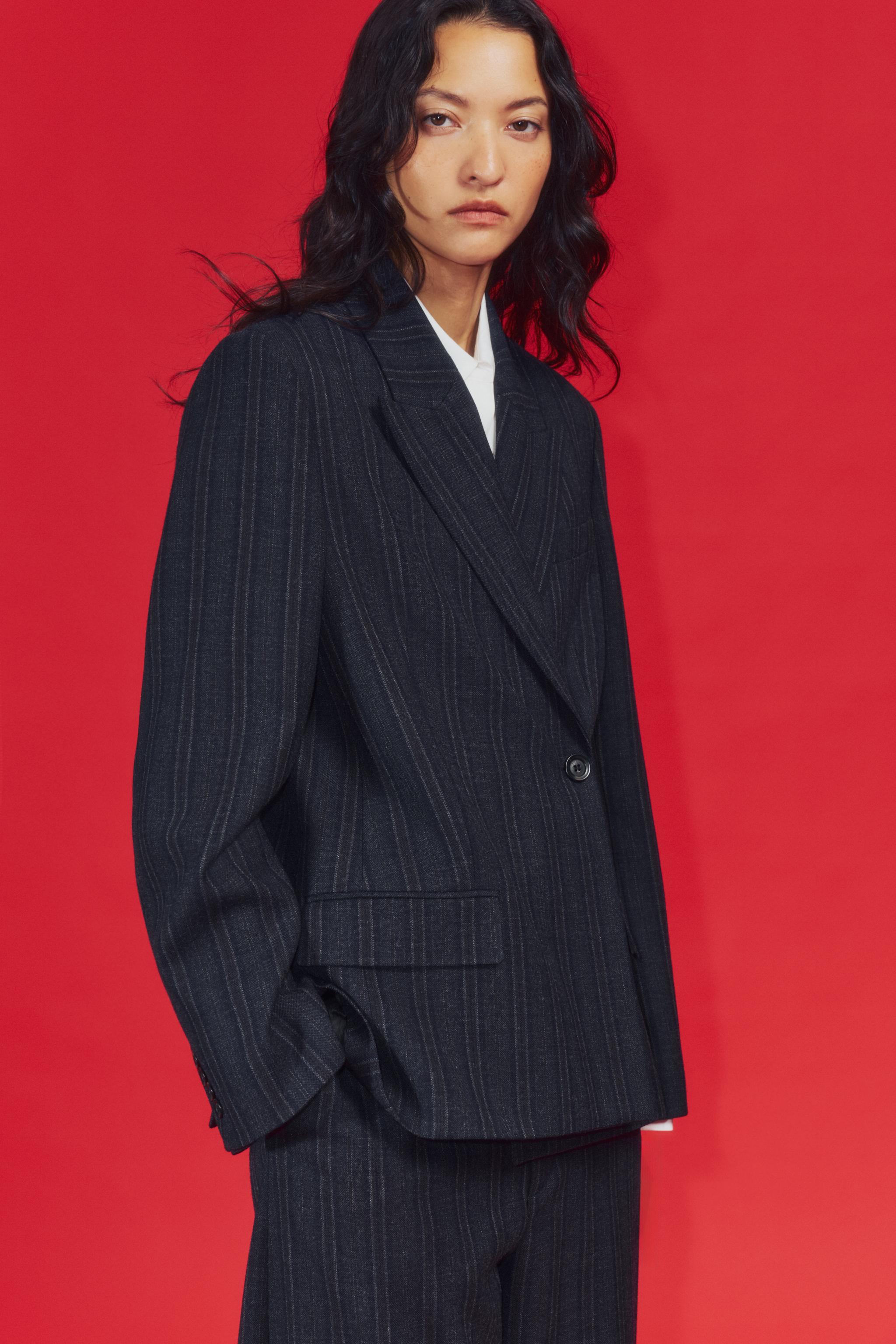 ZW COLLECTION STRIPED STRAIGHT BLAZER