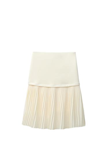 PLEATED MIDI SKIRT - Light yellow by Zara