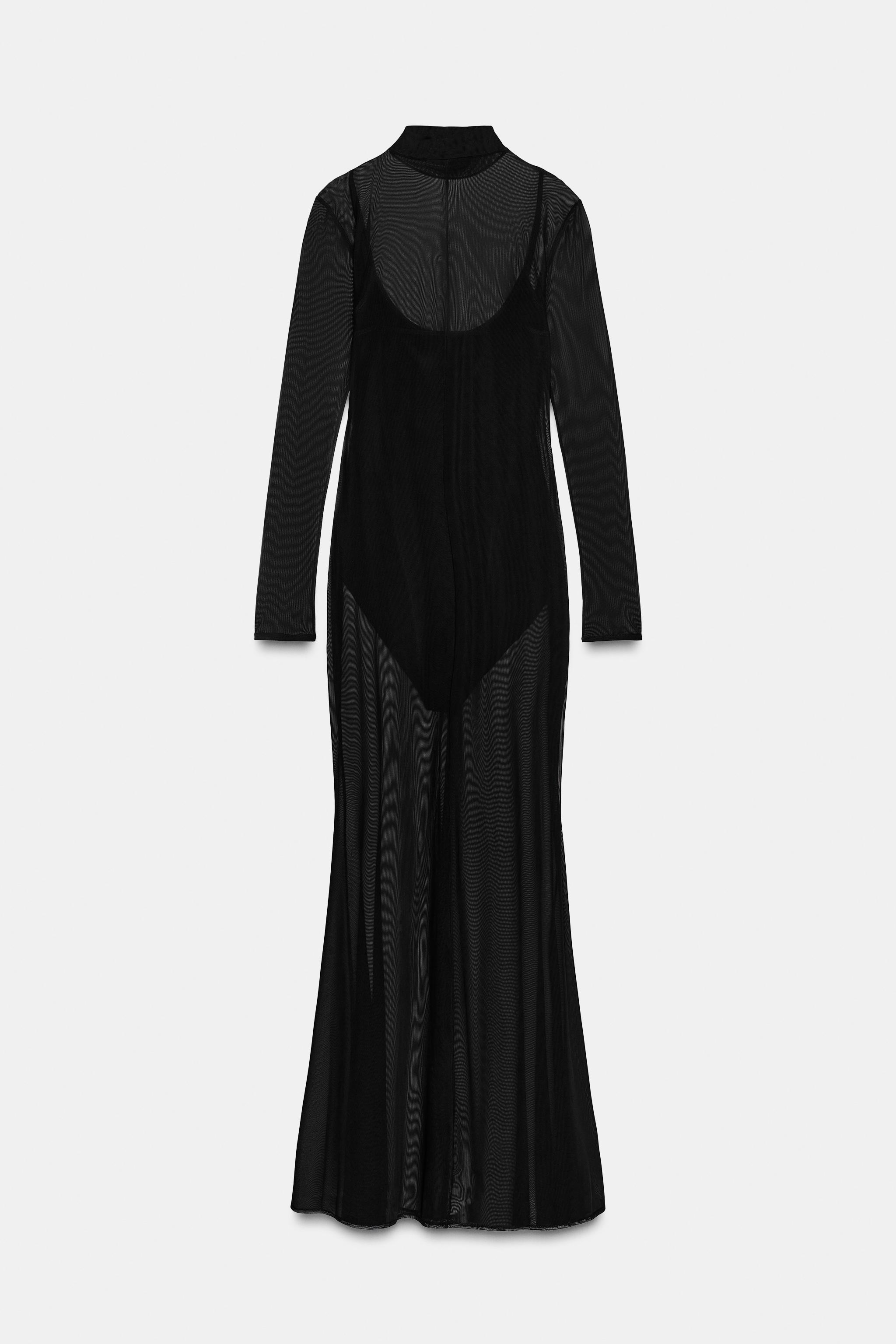 SEMI-SHEER DRESS WITH BODYSUIT - Black | ZARA Australia