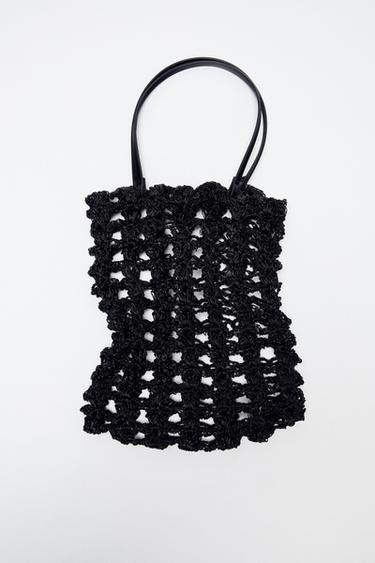 CROCHET MINI TOTE BAG - Black by Zara